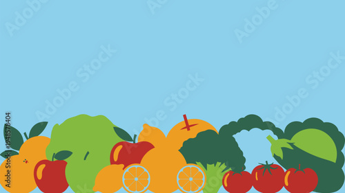 Fresh fruits and vegetables bottom border