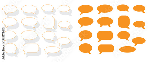 3d speech bubble icons in conversation flow on light gray background for communication concept.