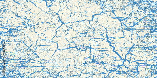 Grunge grainy blue brush stroke with spray texture. Hand drawn distress damaged vintage banner with zigzag bold line. Rough thick brush stroke texture. Spray paint effect vector background.