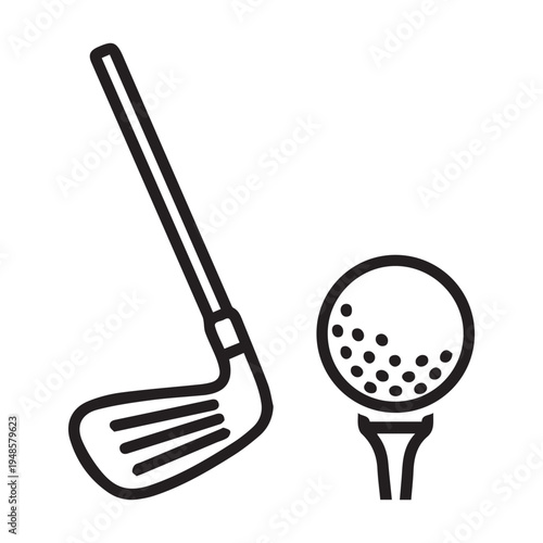 A golf club and ball on a tee Vector