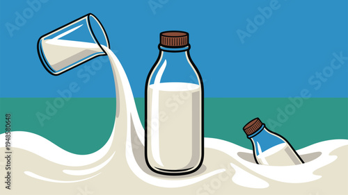 Pouring milk bottles liquid