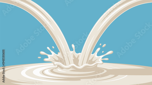 Pouring milk splash blue