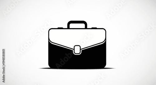 Black and White Briefcase Icon, Business Travel Luggage, Professional Work Accessory