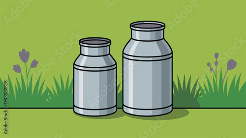 Two farm milk churns