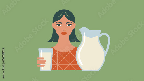 Woman Milk Pitcher Glass Portrait