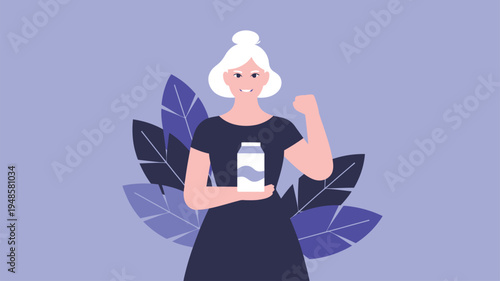 Woman milk carton strong health