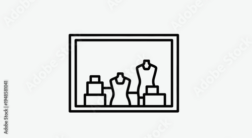 Store Window Display with Mannequins and Boxes, Retail Fashion Showcase
