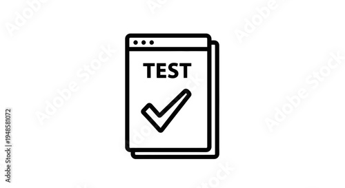 Test document with checkmark icon, successful completion, online form, survey, or quiz concept
