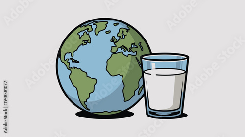 World globe milk glass grey