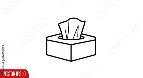 Tissue Box Icon, Simple Line Art, Clean Design, Healthcare and Hygiene Concept