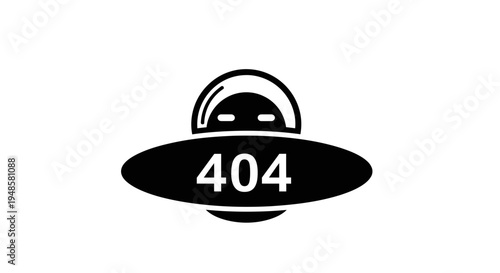 UFO 404 Error Page Not Found Alien Spaceship Icon Vector