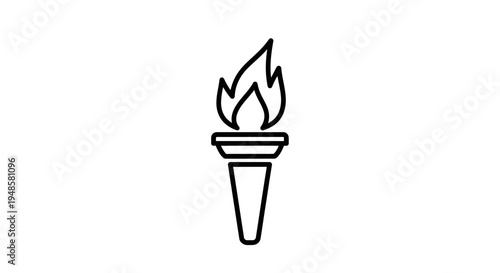 Torch Flame Icon, Symbol of Knowledge, Inspiration, and Olympic Games