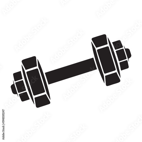 A black and white image of a dumbbell Vector