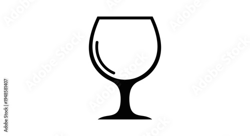 Simple Line Art Icon of a Wine Glass, Minimalist Vector Graphic