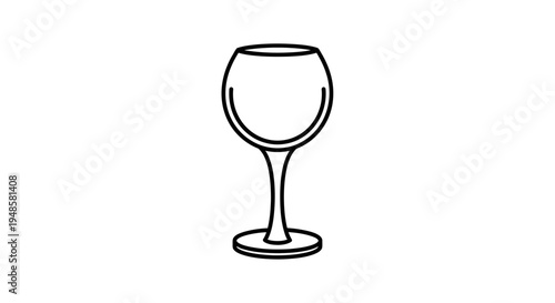Simple Line Art of an Empty Wine Glass on White Background