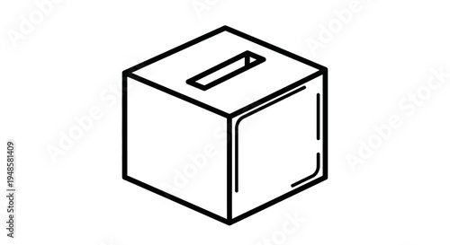 Simple Line Drawing of a Ballot Box for Voting and Elections