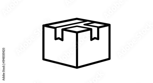 Simple Line Icon of a Cardboard Box, Shipping and Delivery Concept