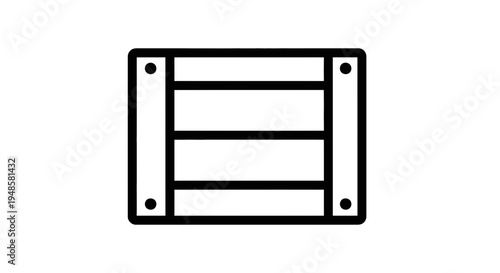 Simple Wooden Crate Icon, Outline Design, Storage Box Symbol