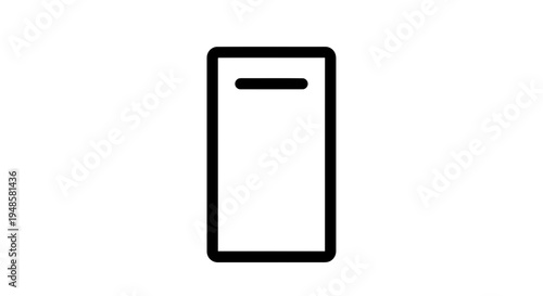 Simple Outline Icon of a Vertical Rectangle with a Horizontal Line at the Top