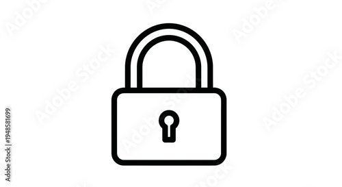 Padlock Icon, Security Symbol, Lock Clipart, Safety and Protection Concept, Minimalist Design