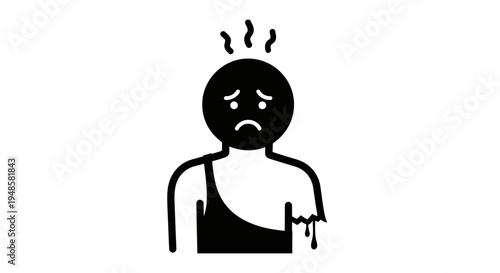 Sad Person Melting From Heat, Overheating, Summer Heatwave, Distress Icon
