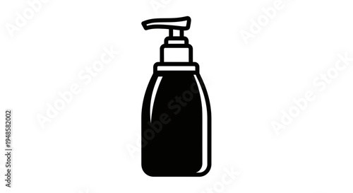 Minimalist Black Dispenser Bottle Icon, Simple Liquid Soap or Lotion Pump Symbol