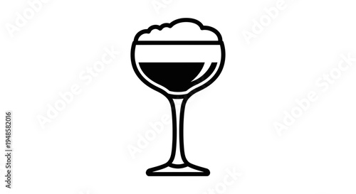 Minimalist Icon of Beer Glass with Foam