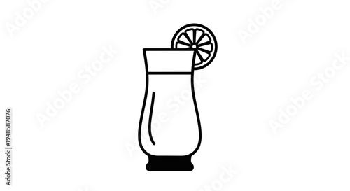 Minimalist Icon of a Refreshing Cocktail with Citrus Slice