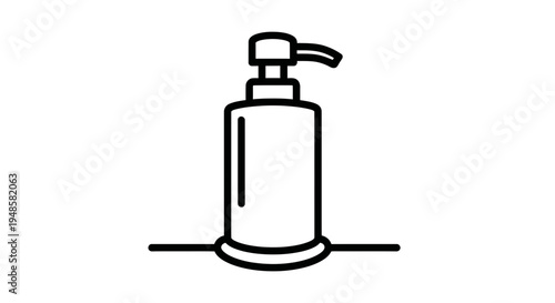 Minimalist Line Art Icon of a Dispenser Bottle on a White Background