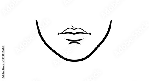 Minimalist Line Art of a Woman's Lips and Chin, Elegant Beauty and Fashion Concept