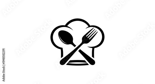 Chef Hat with Crossed Spoon and Fork Logo Icon - Culinary Symbol