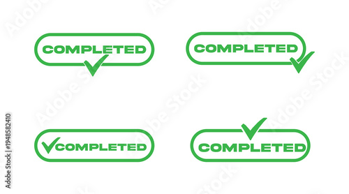 Completed Status Checkmark Vector Icons Green UI Badge Animation Set