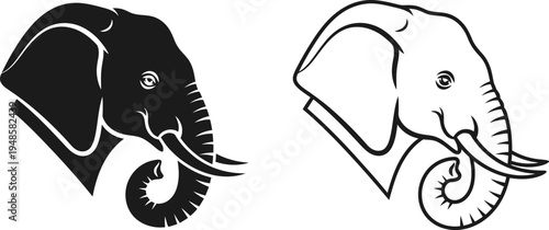 Elephant Head Logo Icon Vector Set Vector
