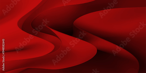 A smooth red silk background features abstract waves of satin texture and soft orange light curves in a digital vector illustration design