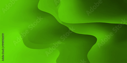 An artistic abstract green backdrop features soft liquid waves and flowing bubbles with a silk texture and glowing light energy in a vibrant nature-inspired vector illustration design