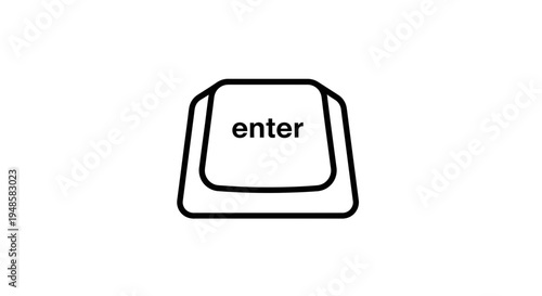 Enter Key Icon, Computer Keyboard Button with Word Enter, Technology Concept