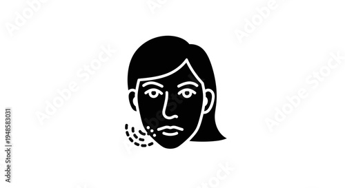 Face contouring with dotted lines indicating treatment areas, vector icon