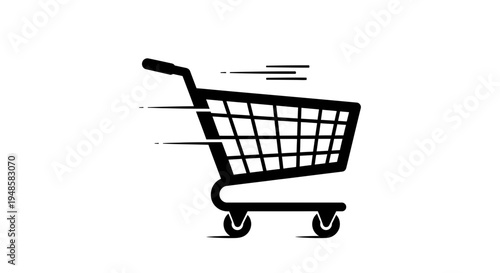 Fast Shopping Cart Icon with Motion Blur - E-commerce and Delivery Concept