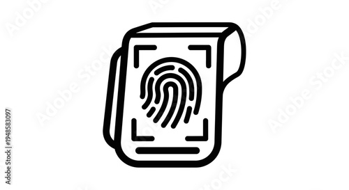 Fingerprint Scanner Icon - Biometric Security and Identity Verification Technology