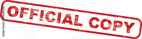 Red distressed stamp text saying official copy with rough edges