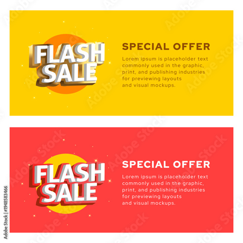 Flash Sale banner template yellow and red color scheme