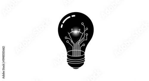 Digital Light Bulb Idea with Fingerprint and Circuit Board, Innovation Concept