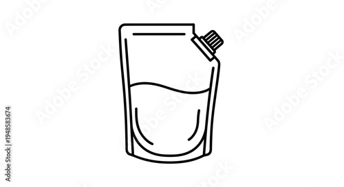 Doypack pouch with spout, liquid packaging, modern flexible container icon