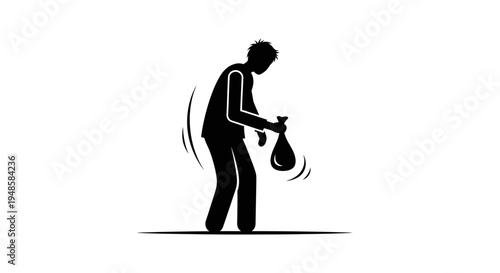 Silhouette of a man carrying a heavy bag, symbolizing burden, struggle, and hardship.