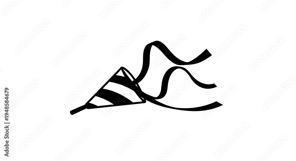 Obraz premium Party Popper Exploding With Streamers - Black and White Illustration