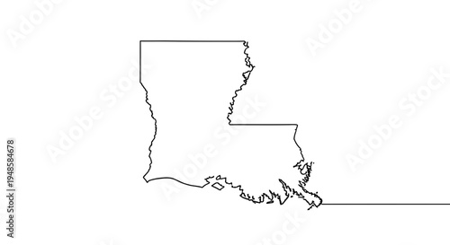 Outline Map of Louisiana State, USA - Simple Vector Graphic