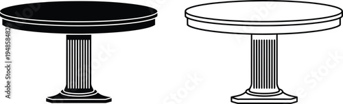 Round Pedestal Table Icon Set Vector