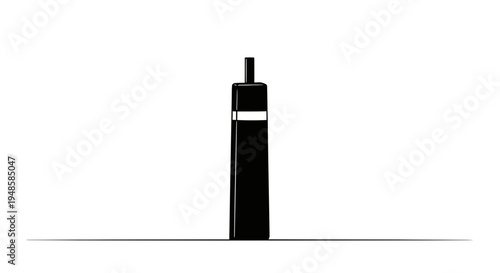 Minimalist Black Vape Pen with White Stripe on White Background