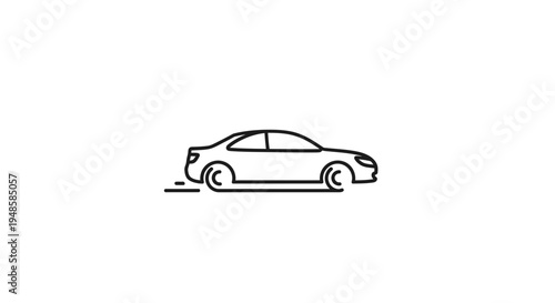 Minimalist car icon, sleek sedan outline, modern transport symbol, clean design