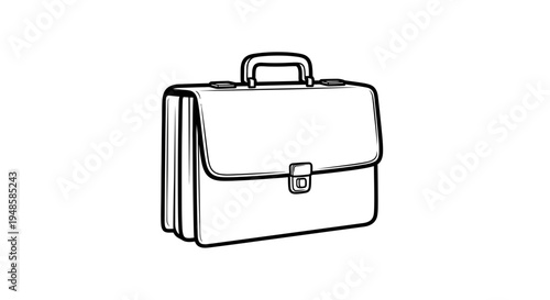 Hand-drawn Sketch of a Classic Leather Briefcase, Business Accessory Icon